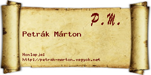 Petrák Márton névjegykártya