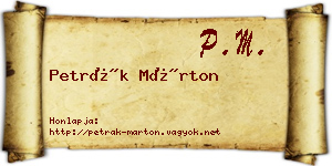 Petrák Márton névjegykártya